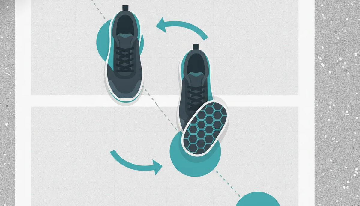 A pickleball shoe and tread pattern for evaluating court wear